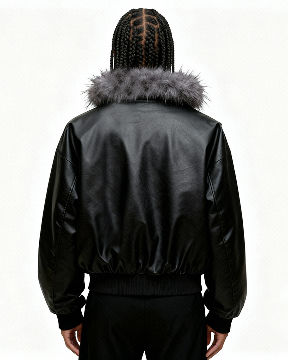 IAC | Black Heart leather fur bomber