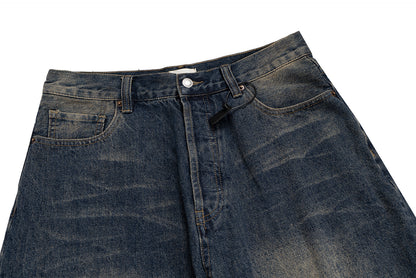 IAC | BLACK LEATHER POCKET BAGGY JEANS