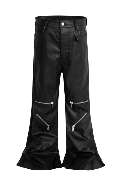 IAC | KNEE ZIPPER LOOSE PANTS (LEATHER EFFECT)