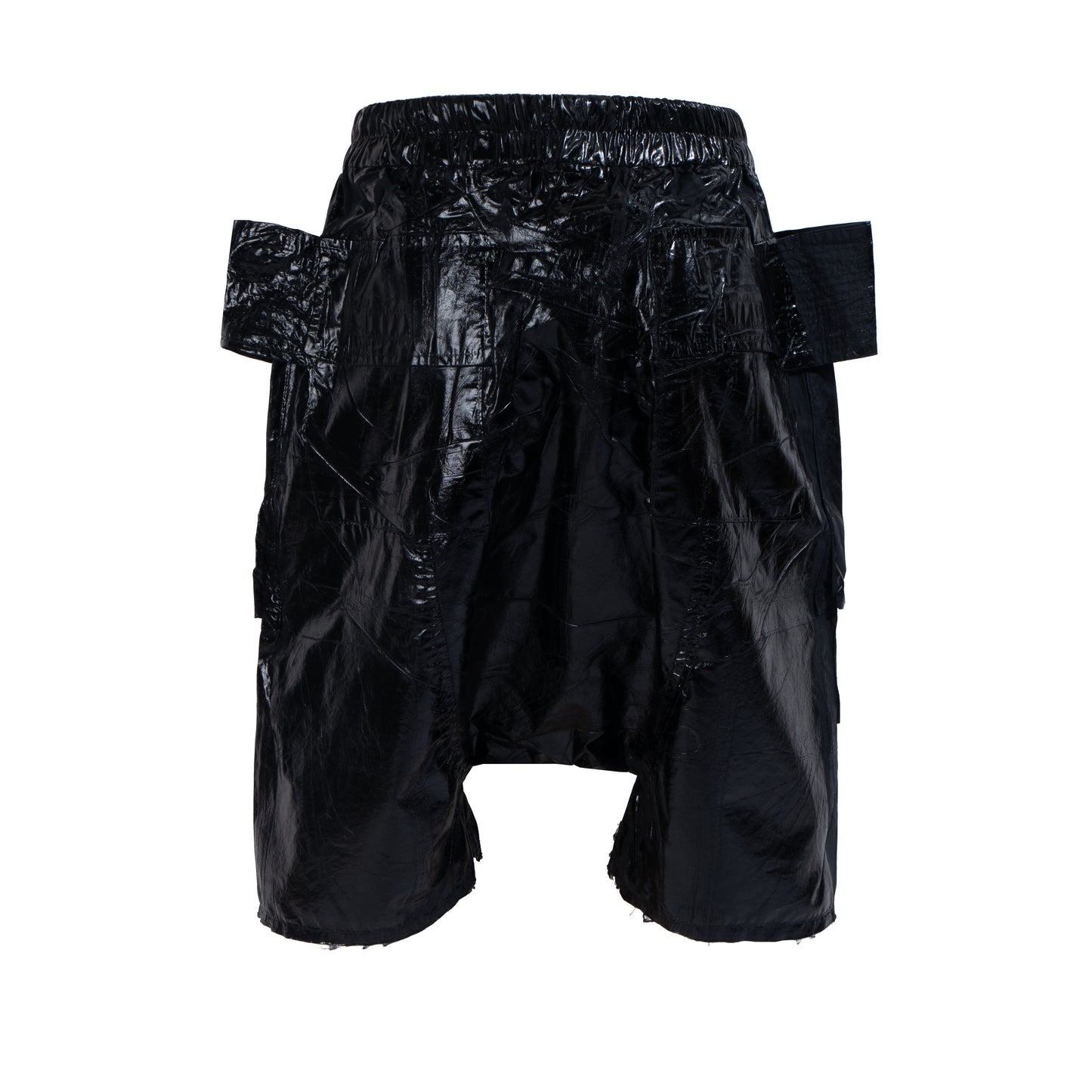 IAC | LEATHER EFFECT DARK CREATCH SHORTS