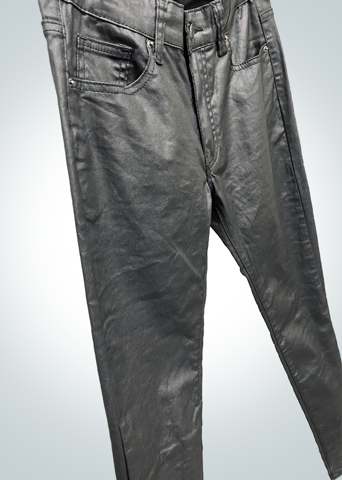 IAC | Black leather skinny slim stretch pants