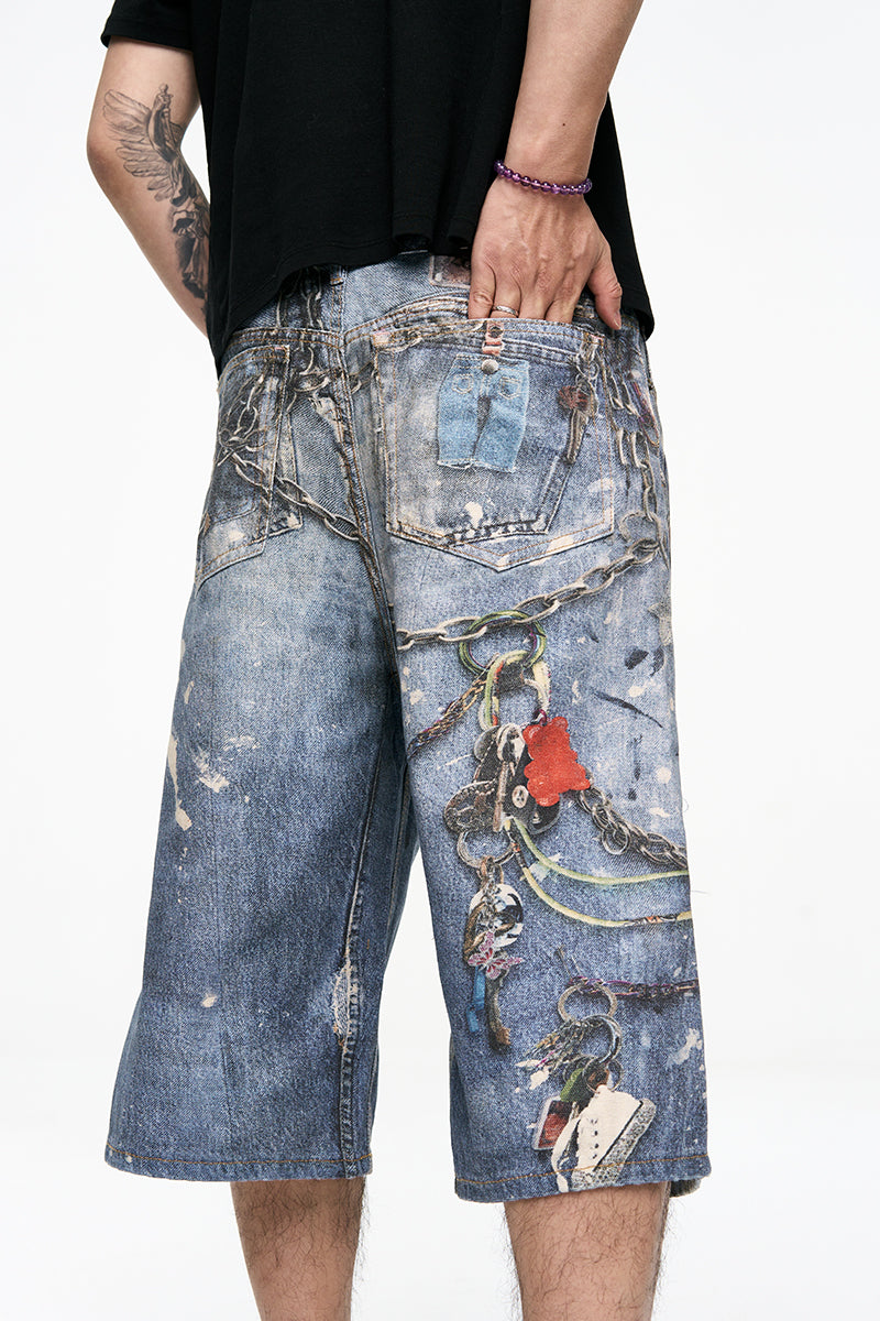 IAC | Damned chain denim loose shorts