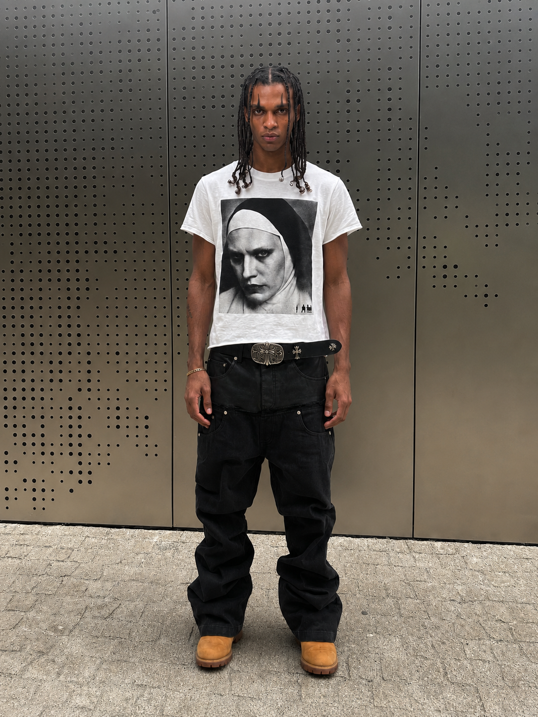 IAC | DOUBLE BLACK DENIM LEATHER JEANS