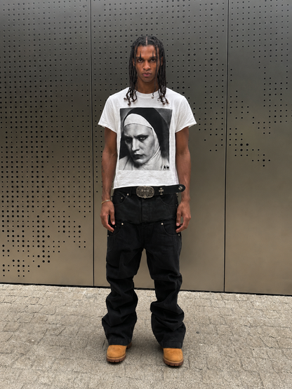 IAC | DOUBLE BLACK DENIM LEATHER JEANS