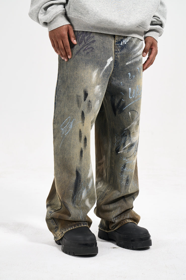 IAC | Evil Graffiti grey loose denim jeans