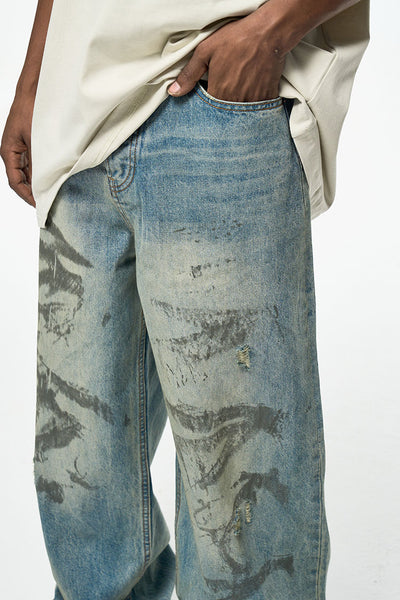 IAC | Dirty Painted loose denim