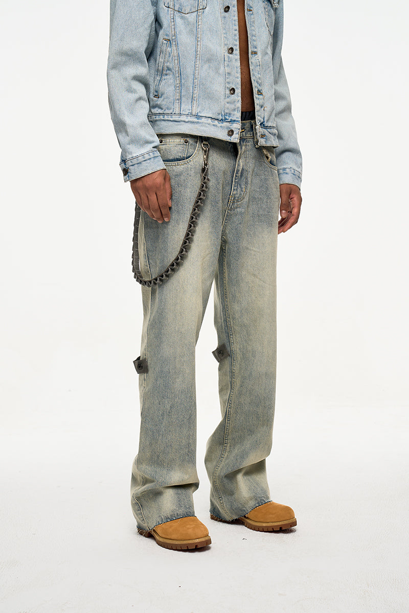 IAC | Johnny Blaze leather chain denim pants