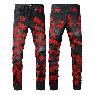 IAC | Red star dark blue skinny jeans