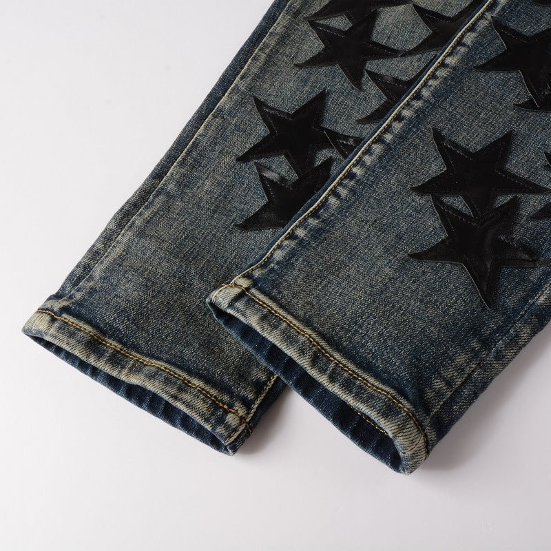 IAC | Black star skinny blue jeans