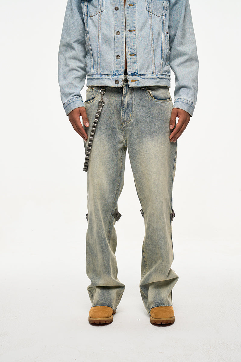 IAC | Johnny Blaze leather chain denim pants