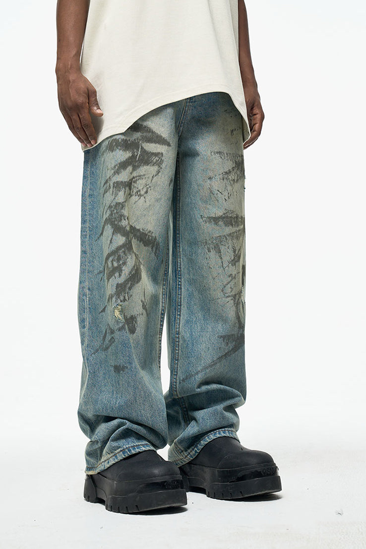 IAC | Dirty Painted loose denim