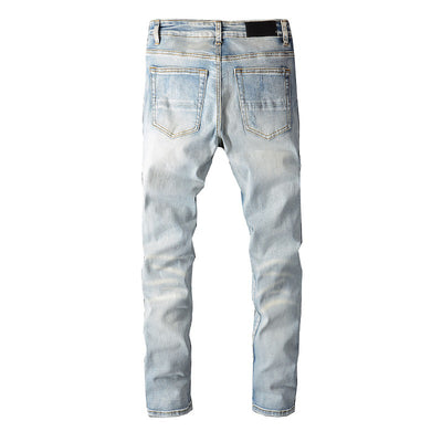 IAC | Orange side skinny light blue jeans