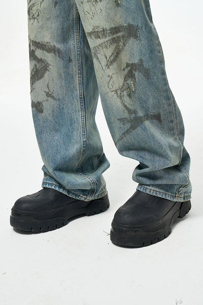 IAC | Dirty Painted loose denim