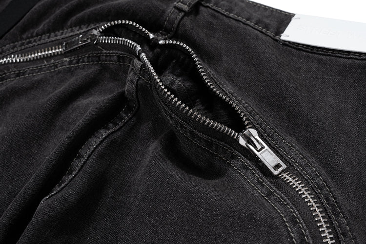 IAC | Full zipper black flared denim