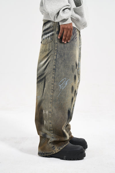 IAC | Evil Graffiti grey loose denim jeans