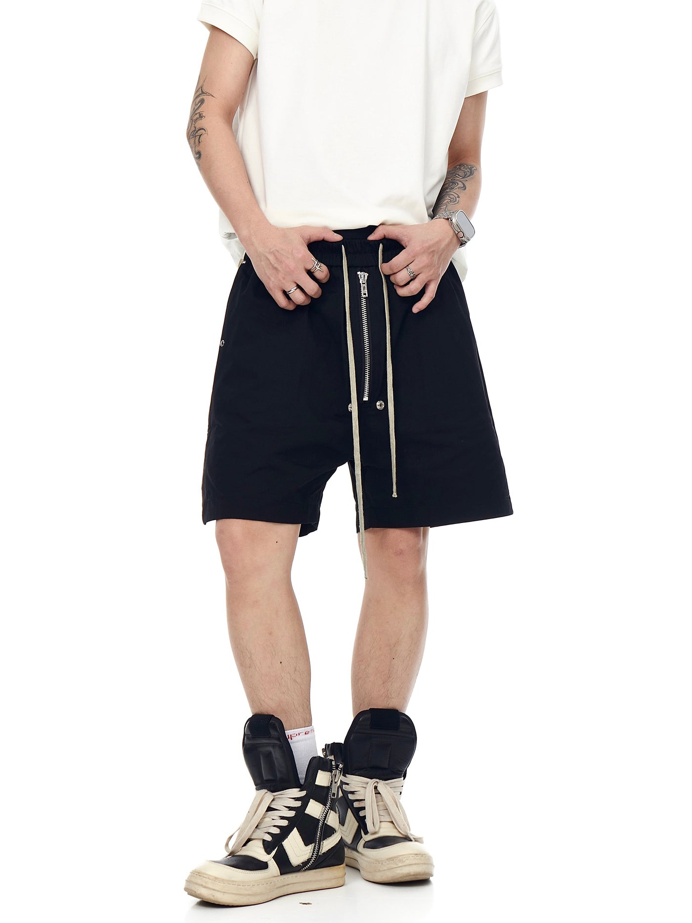 IAC | Black big zipper boxer shorts