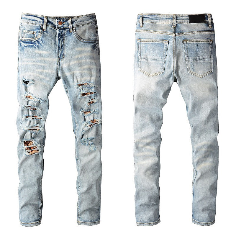 IAC | Orange side skinny light blue jeans