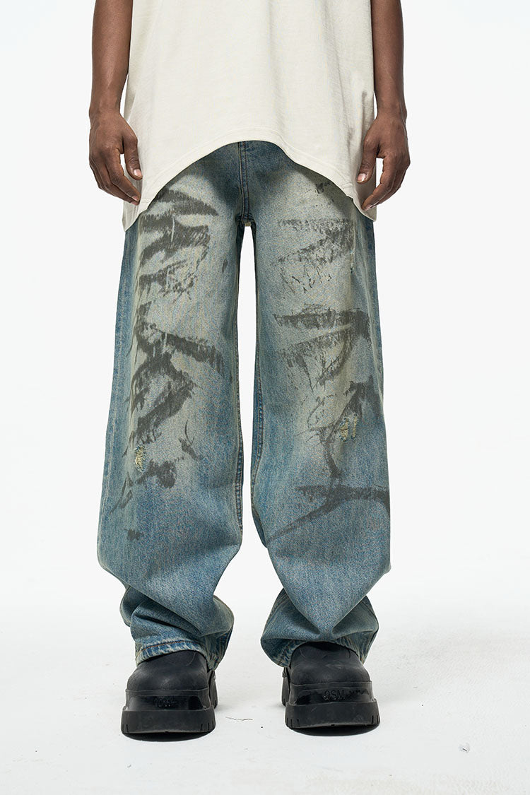 IAC | Dirty Painted loose denim