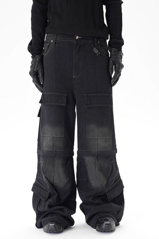 IAC | Dirty half-zipper denim pants