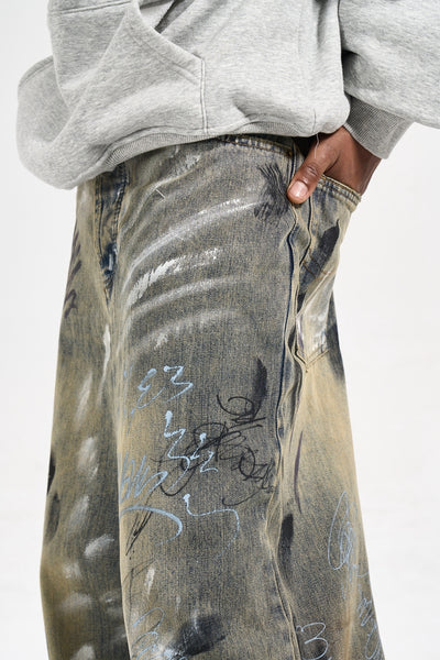 IAC | Evil Graffiti grey loose denim jeans