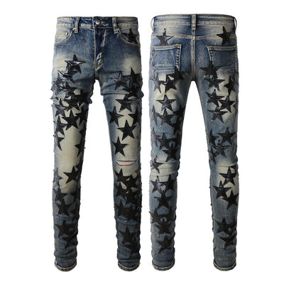 IAC | Black star skinny blue jeans