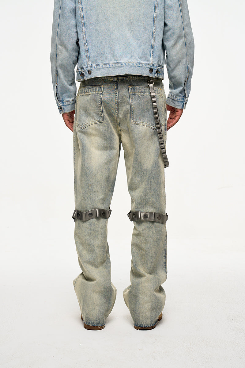 IAC | Johnny Blaze leather chain denim pants