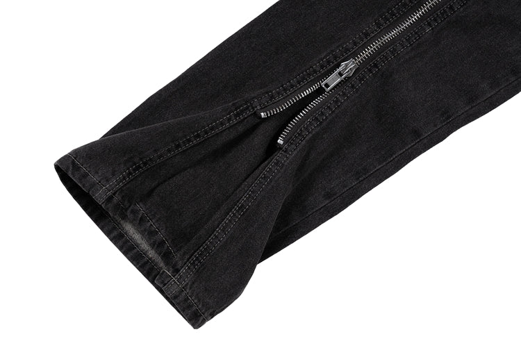 IAC | Full zipper black flared denim