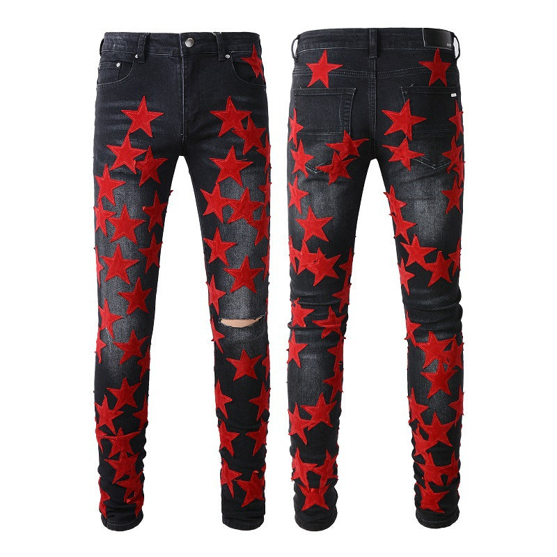 IAC | Red star dark blue skinny jeans