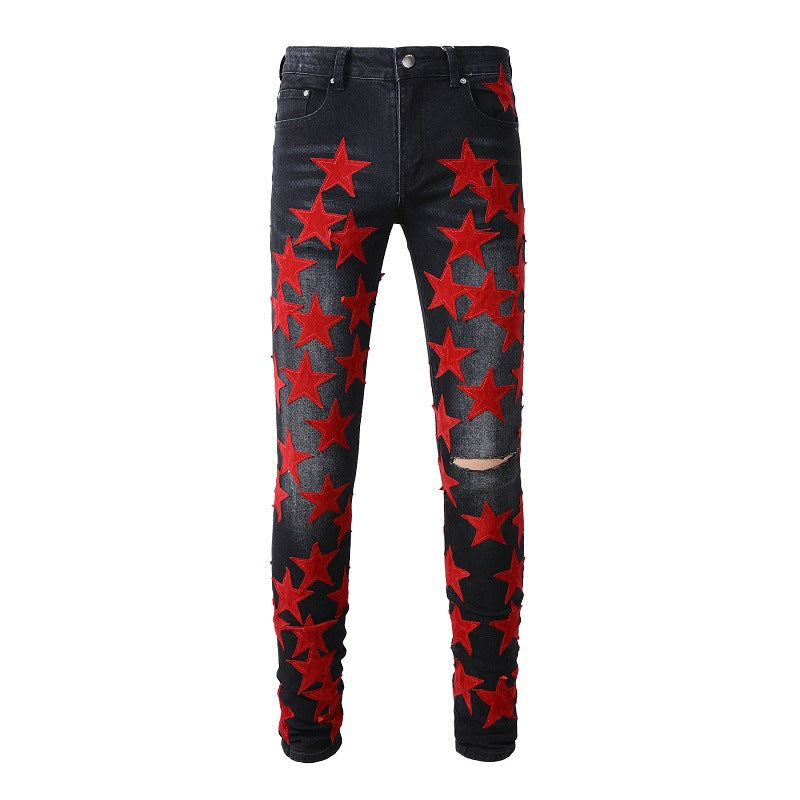 IAC | Red star dark blue skinny jeans