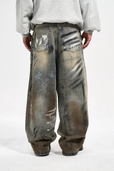 IAC | Evil Graffiti grey loose denim jeans