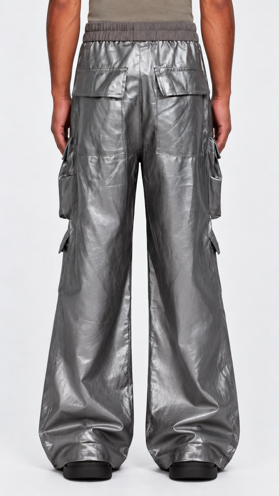 IAC | Silver OO leather cargo pants