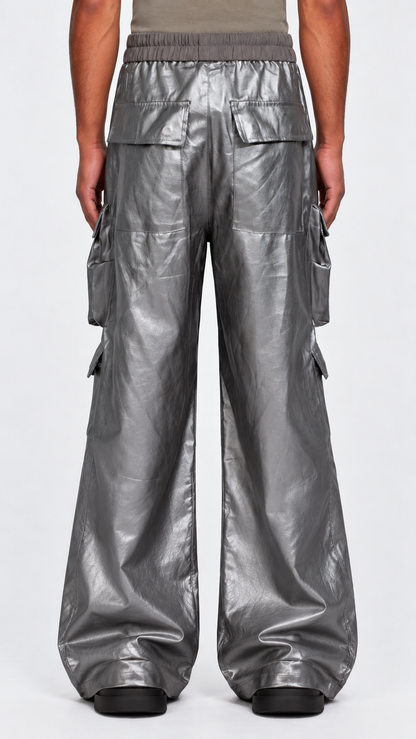 IAC | Silver OO leather cargo pants