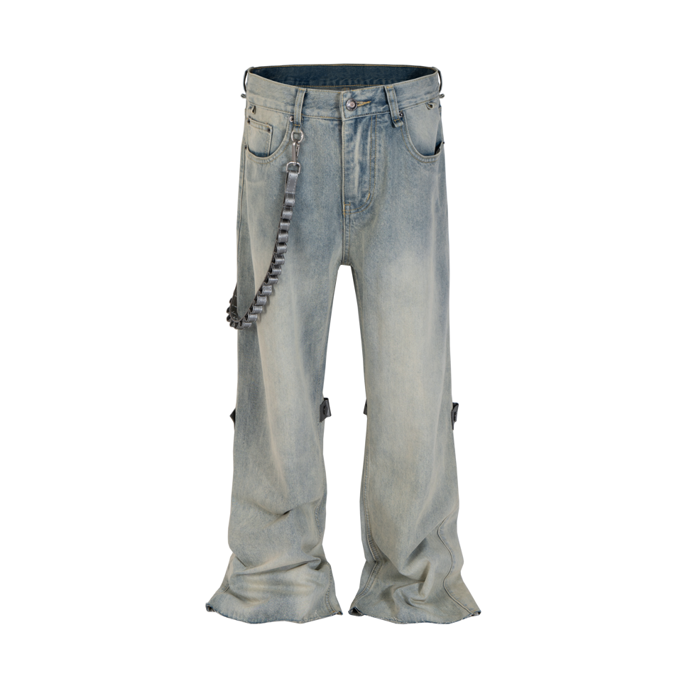 IAC | Johnny Blaze leather chain denim pants