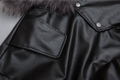 IAC | Black Heart leather fur bomber