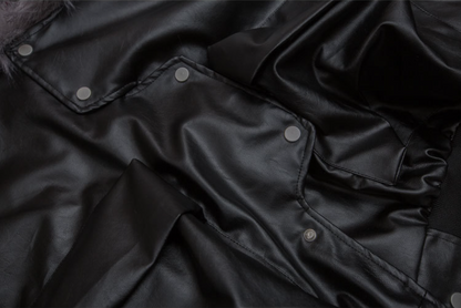 IAC | Black Heart leather fur bomber