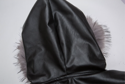 IAC | Black Heart leather fur bomber