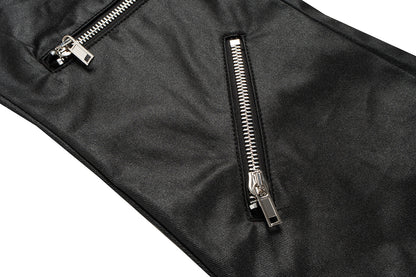 IAC | KNEE ZIPPER LOOSE PANTS (LEATHER EFFECT)