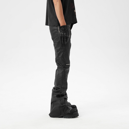 IAC | KNEE ZIPPER LOOSE PANTS (LEATHER EFFECT)