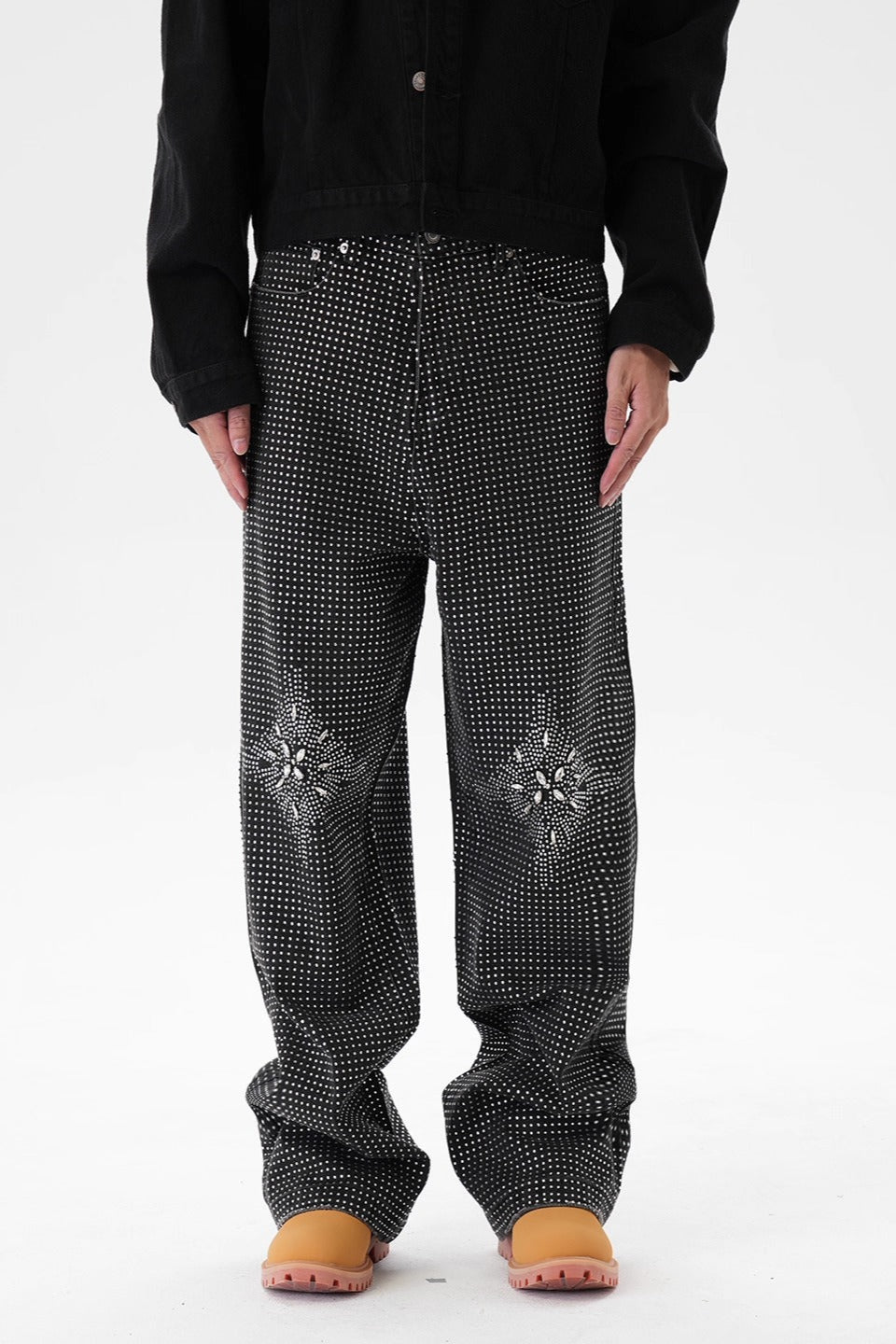 IAC | Rhinestone Flower Baggy Pants