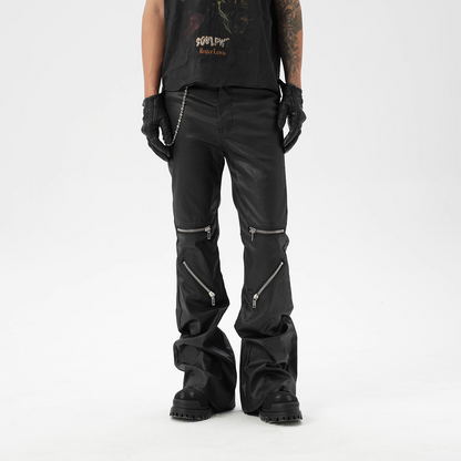 IAC | KNEE ZIPPER LOOSE PANTS (LEATHER EFFECT)