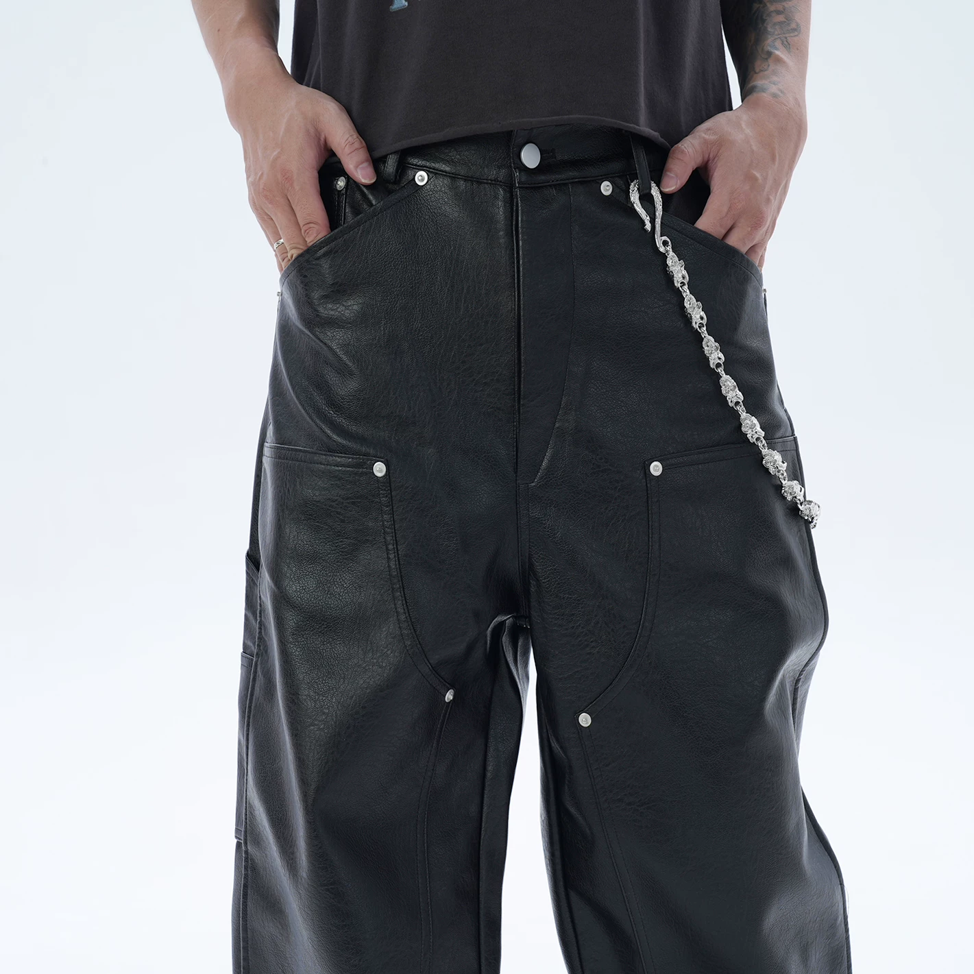 IAC | LEATHER CARPENTER PANTS