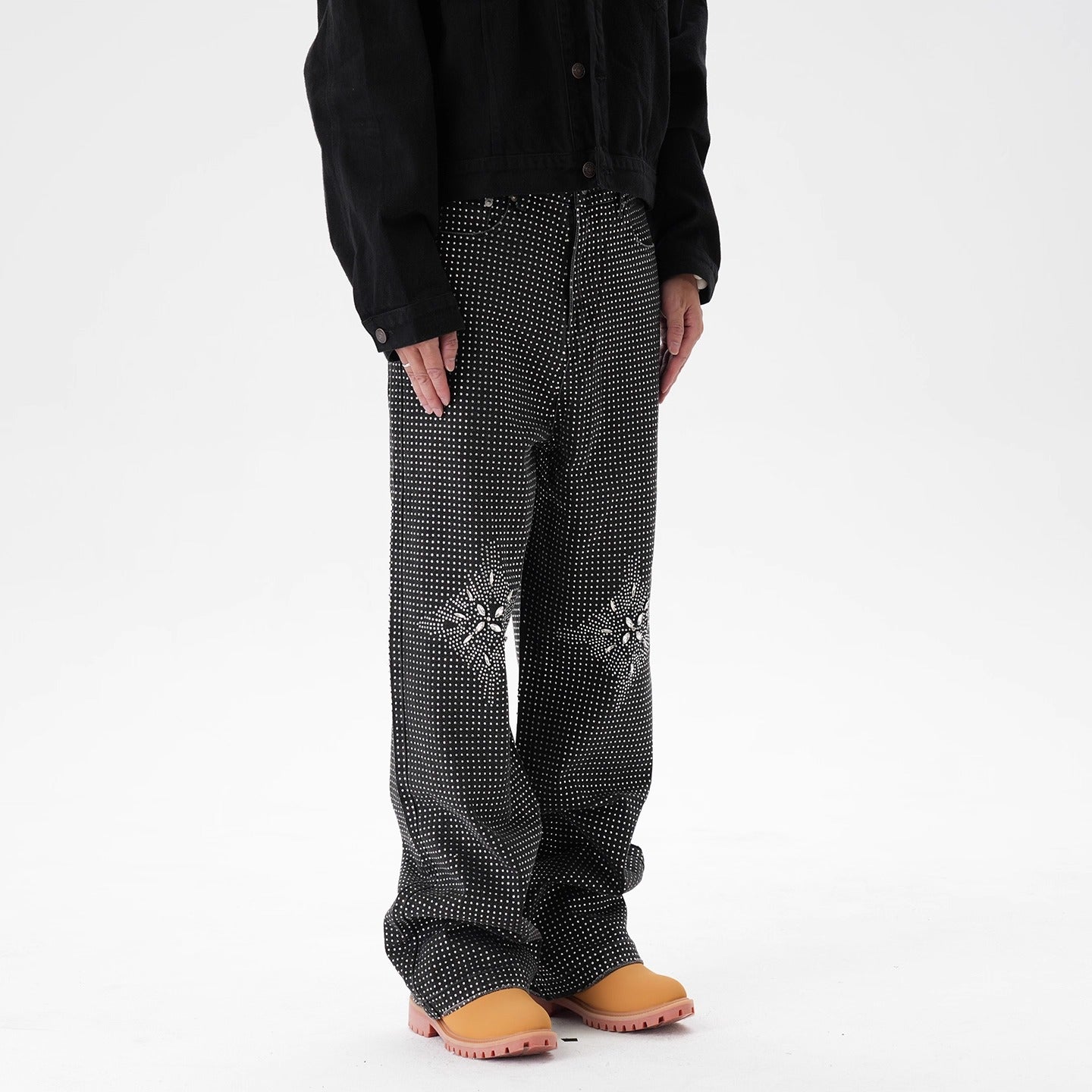 IAC | Rhinestone Flower Baggy Pants