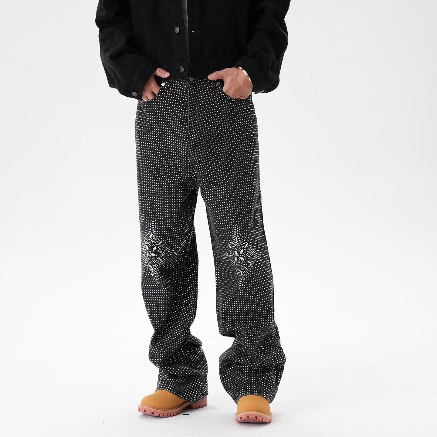 IAC | Rhinestone Flower Baggy Pants