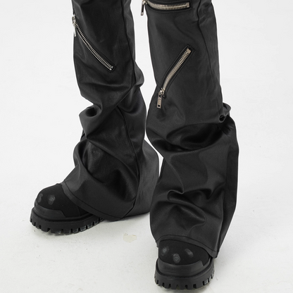 IAC | KNEE ZIPPER LOOSE PANTS (LEATHER EFFECT)
