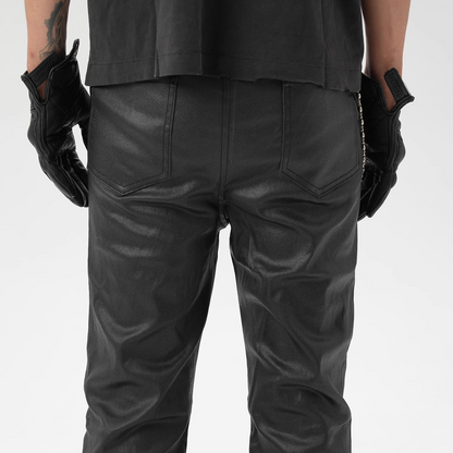 IAC | KNEE ZIPPER LOOSE PANTS (LEATHER EFFECT)