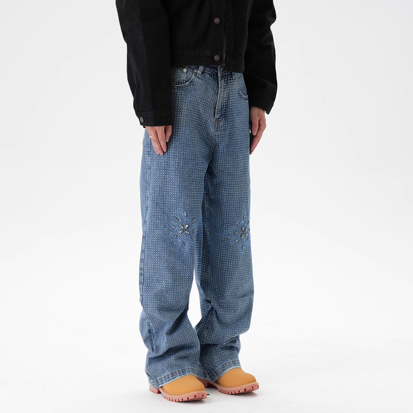 IAC | Rhinestone Flower Baggy Pants