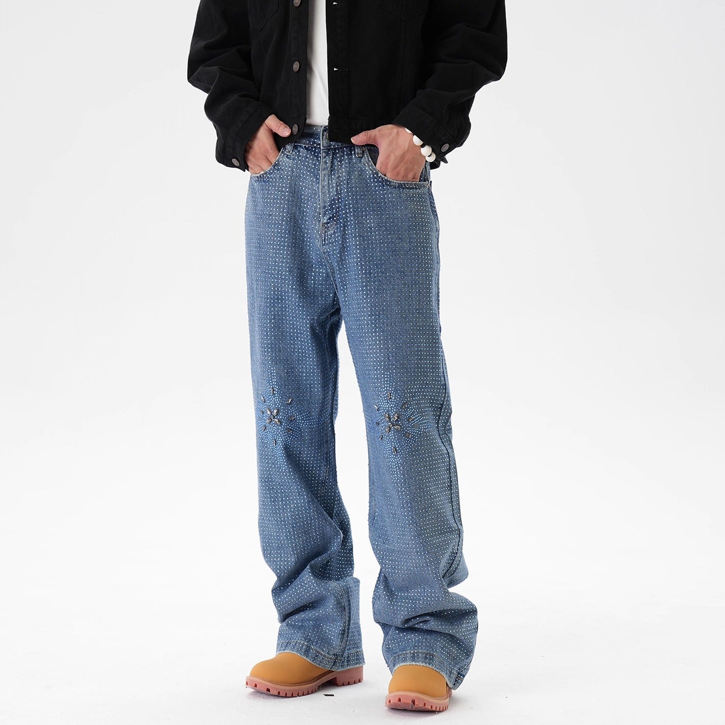 IAC | Rhinestone Flower Baggy Pants