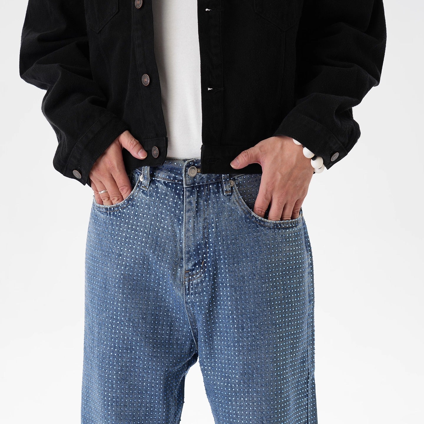 IAC | Rhinestone Flower Baggy Pants