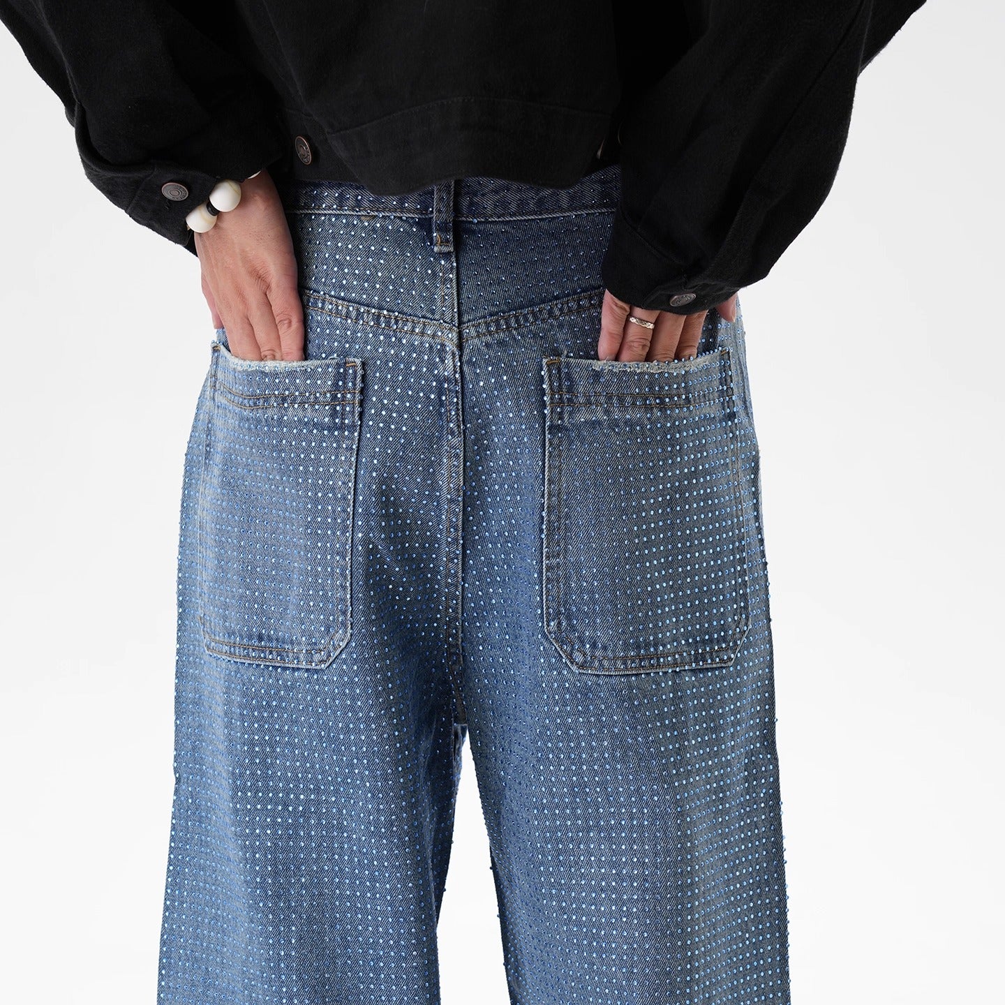 IAC | Rhinestone Flower Baggy Pants