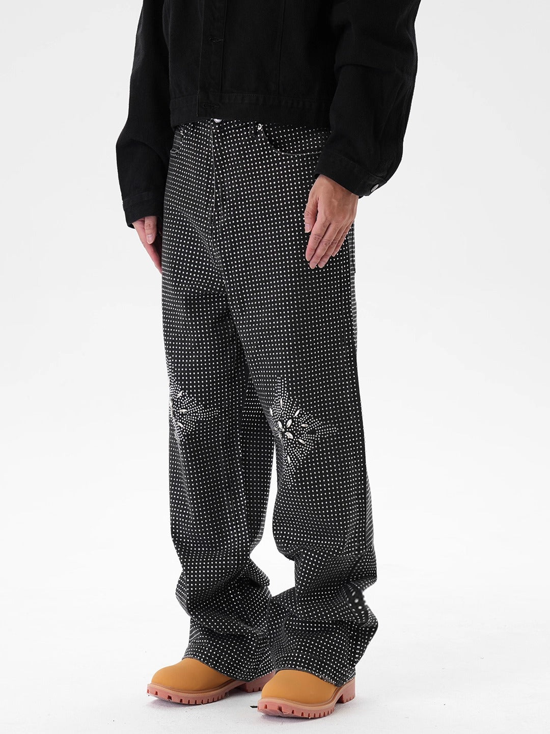 IAC | Rhinestone Flower Baggy Pants